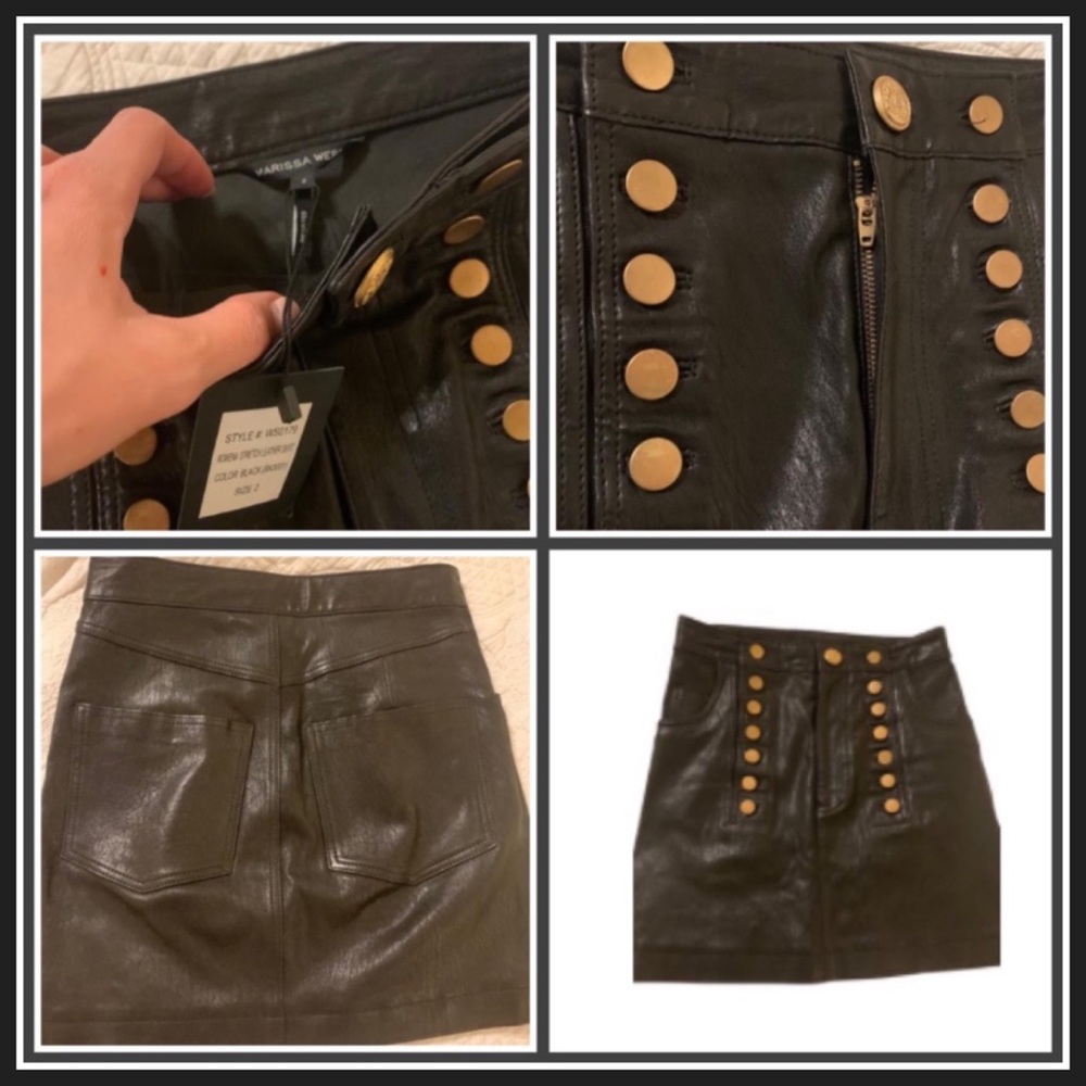 Marissa Webb Lamb-Leather Rowena Stretch Mini Skirt Size 2 RARE - Picture 4 of 7